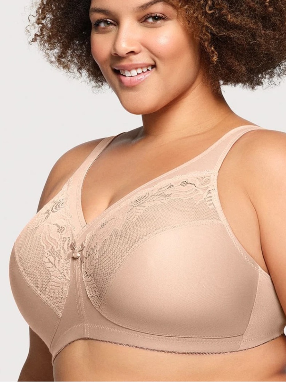 Glamorise Bra 36H US (36G UK) MagicLift Wire Free Minimizer 1003 Nude Beige NWOT - Picture 3 of 11